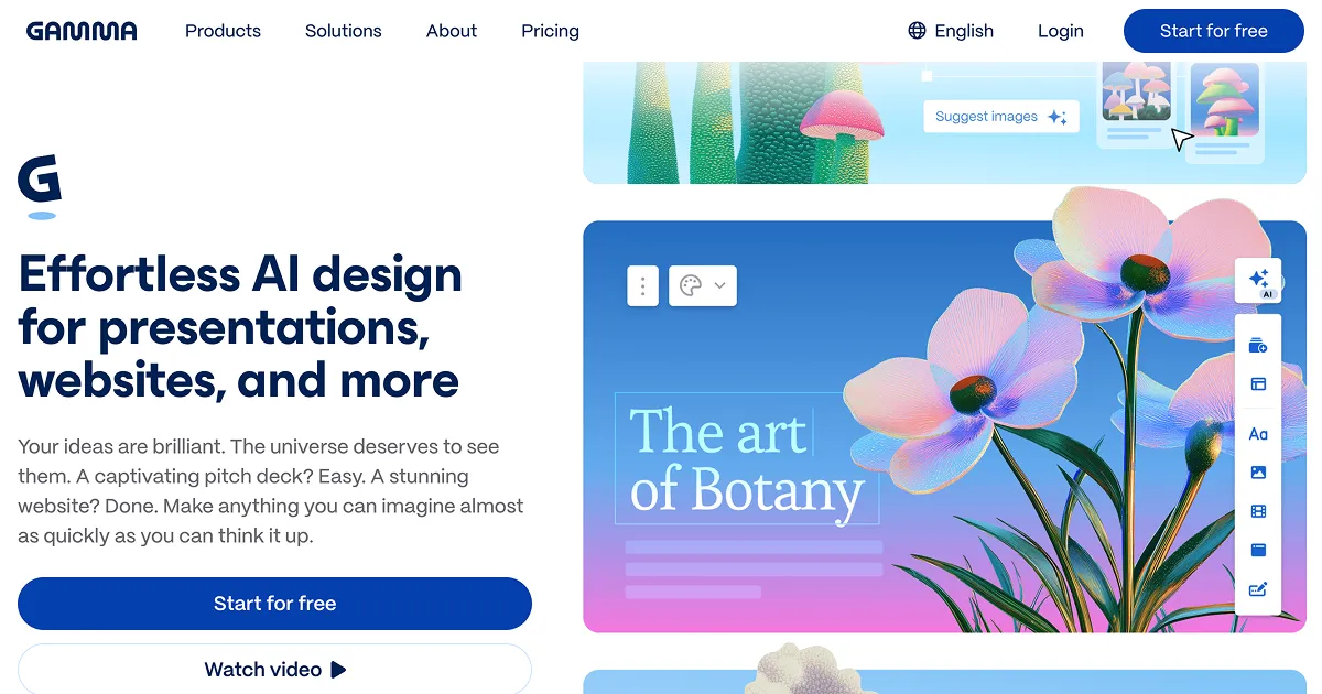 Gamma | Best AI Presentation Maker & Website BuilderのPCサイズの画像