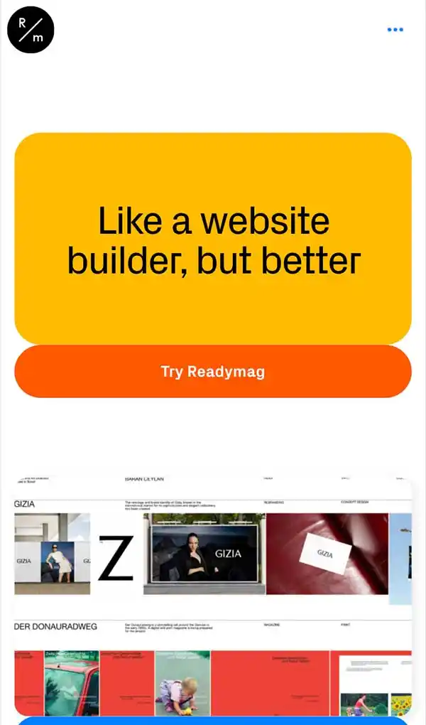 Readymag – the design tool for outstanding websitesのモバイルサイズの画像