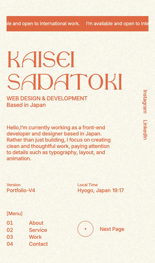 KAISEI SADATOKI | Portfolio-V4のモバイルサイズの画像