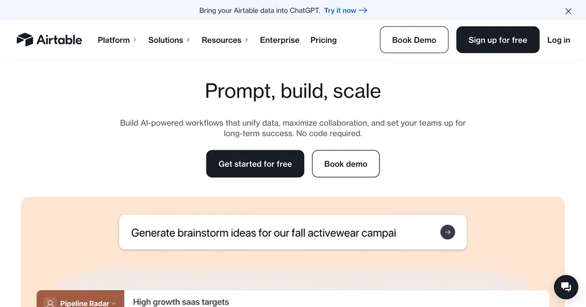 Airtable: Build Enterprise-ready AI Workflows, Apps & Agents - AirtableのPCサイズの画像