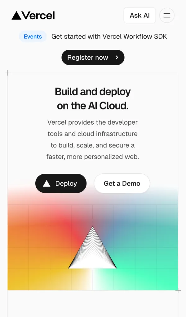 Vercel: Build and deploy the best web experiences with the AI Cloudのモバイルサイズの画像