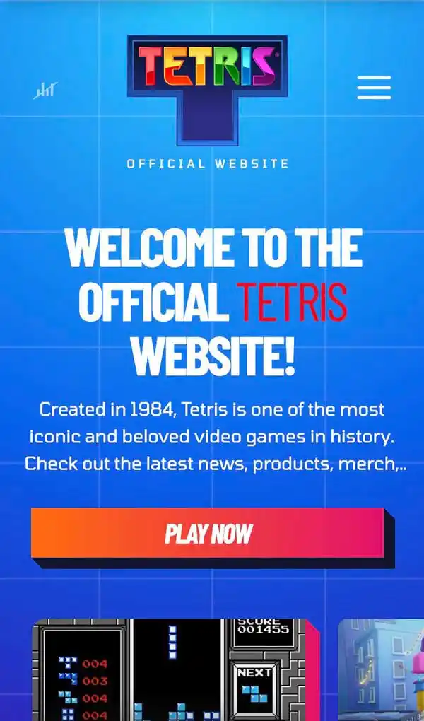Tetris Official Websiteのモバイルサイズの画像