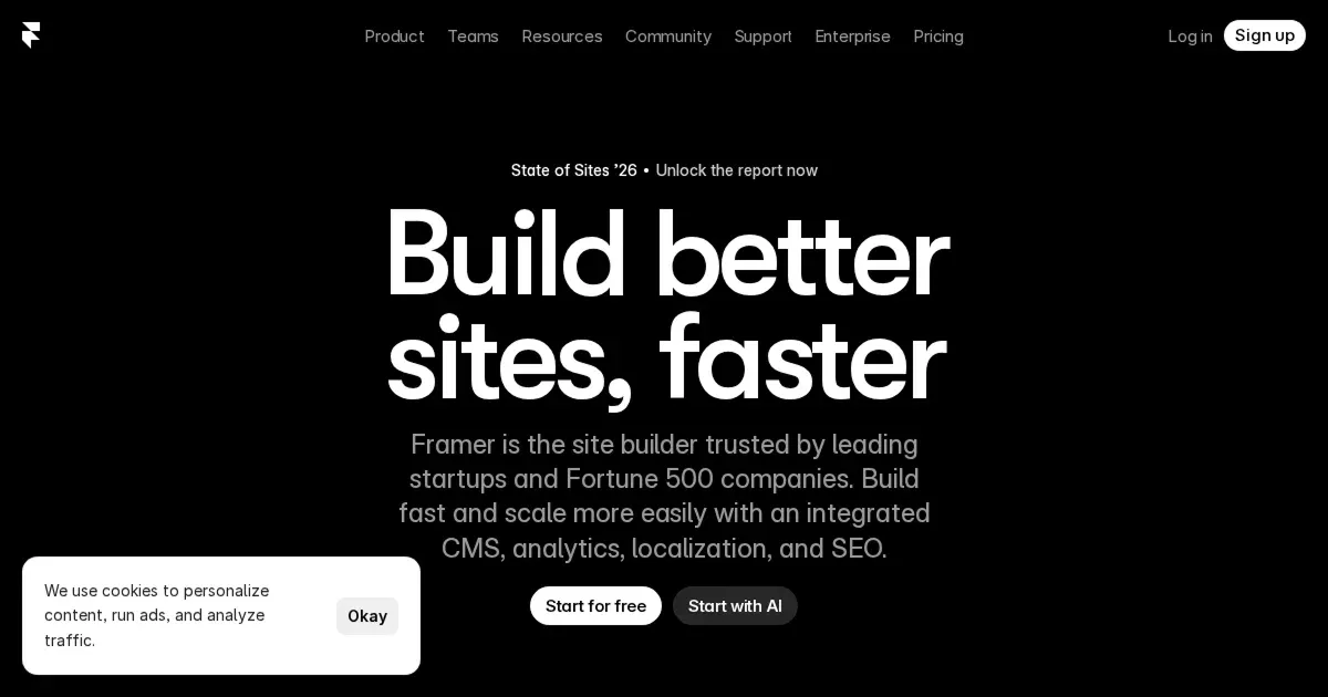 Framer: Create a professional website, free. No code website builder loved by designers.のPCサイズの画像