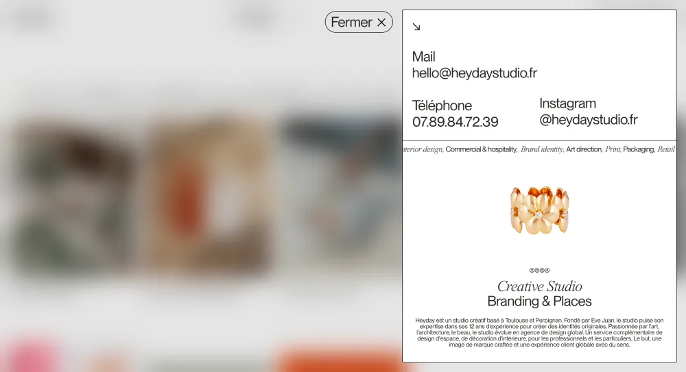 Heyday Studio — Creative Studio, Branding & Places, ToulouseのPCサイズのお問い合わせ画像