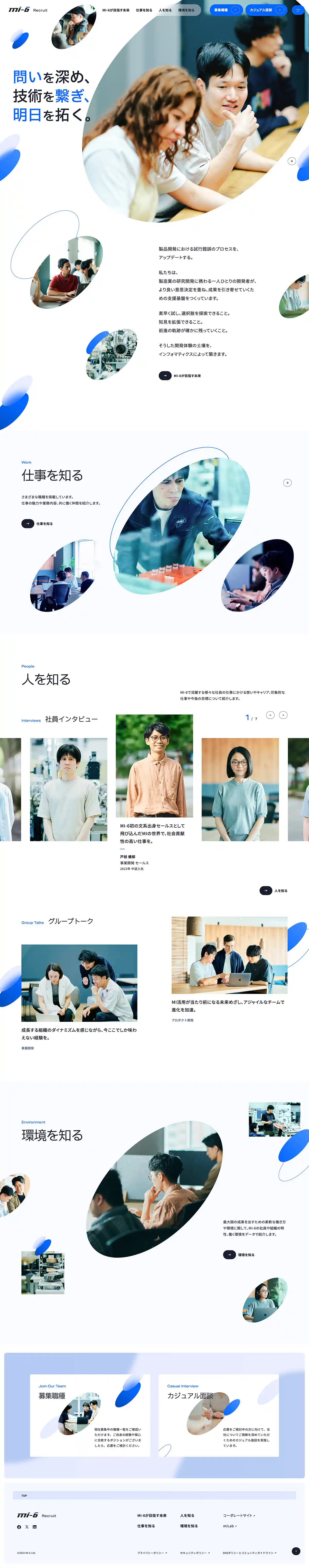 MI-6（エムアイシックス）株式会社のPCサイズの採用サイト画像