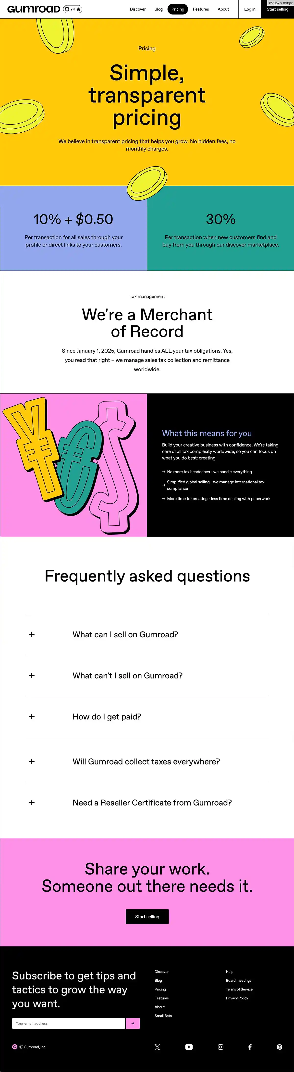 gumroad-LPのPCサイズの画像