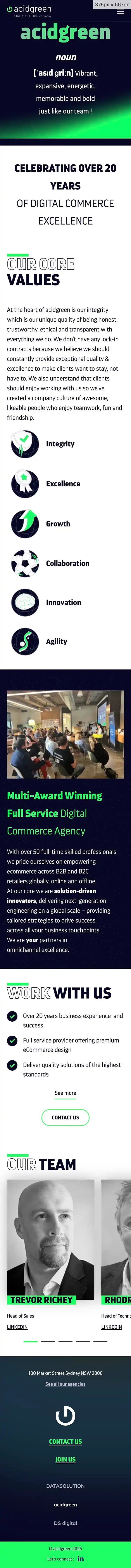 acidgreen | Top Magento & Shopify Development Company AustraliaのモバイルサイズのAboutページ画像