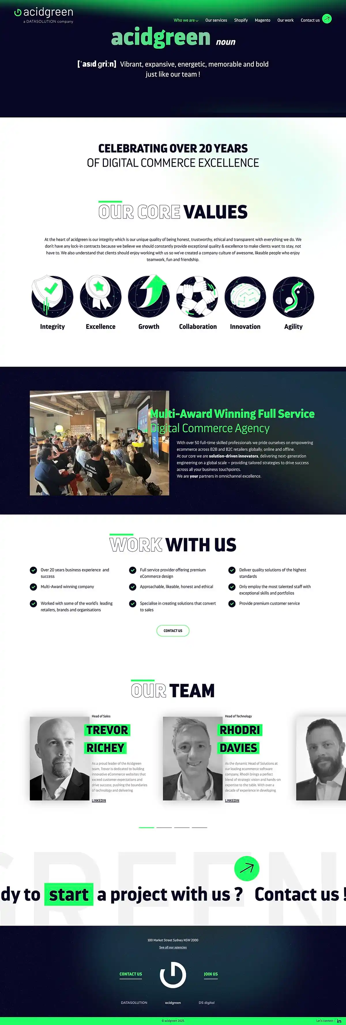 acidgreen | Top Magento & Shopify Development Company AustraliaのPCサイズのAboutページ画像