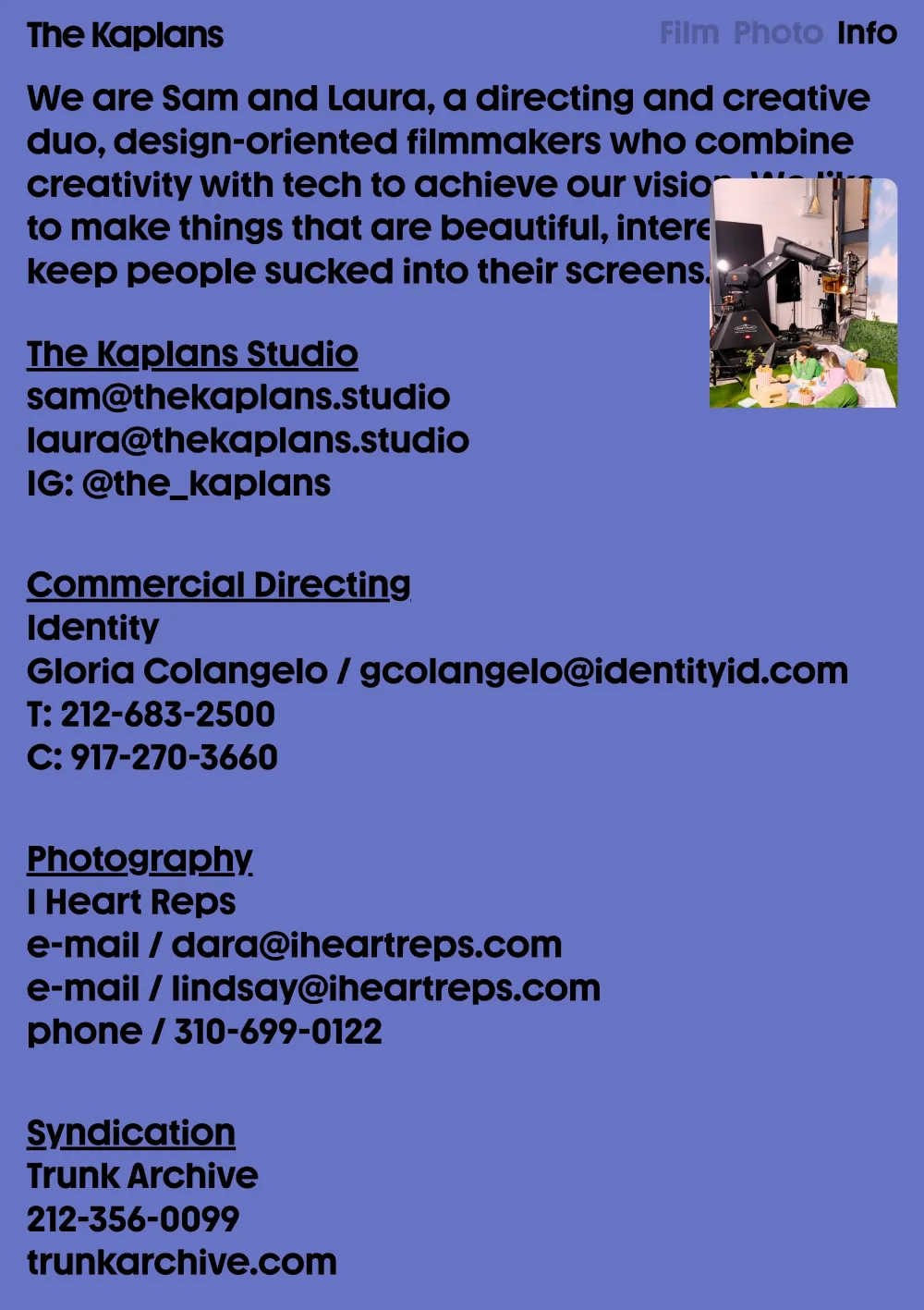 Home | The KaplansのPCサイズのAboutページ画像
