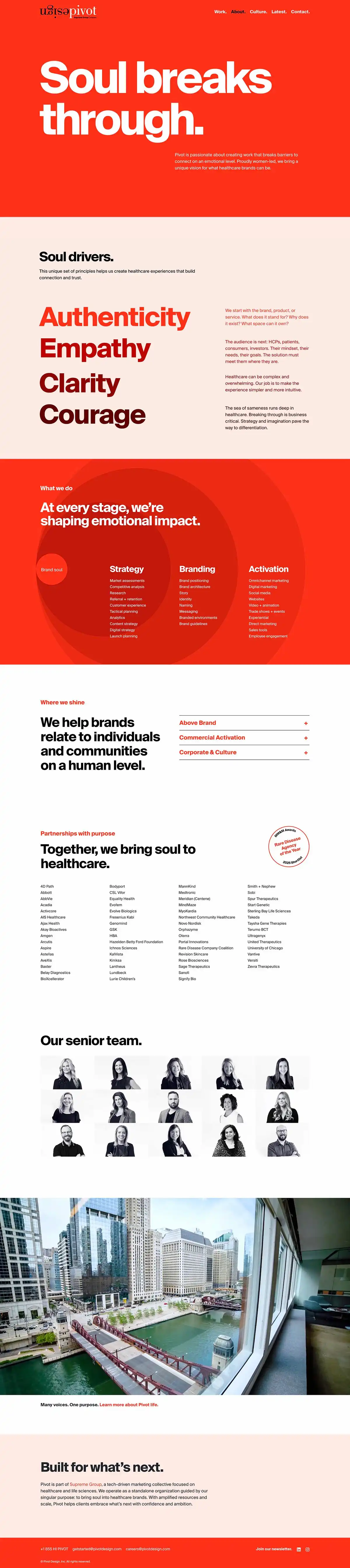Pivot Design | Building brand soul.のPCサイズのAboutページ画像