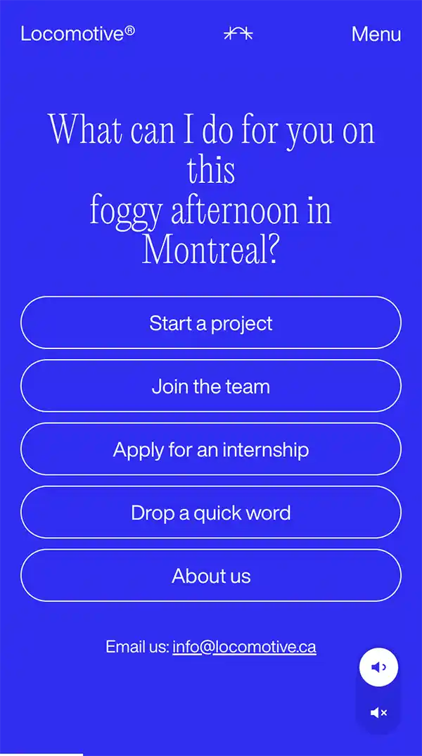 Locomotive | Montreal web agencyのモバイルサイズのお問い合わせ画像