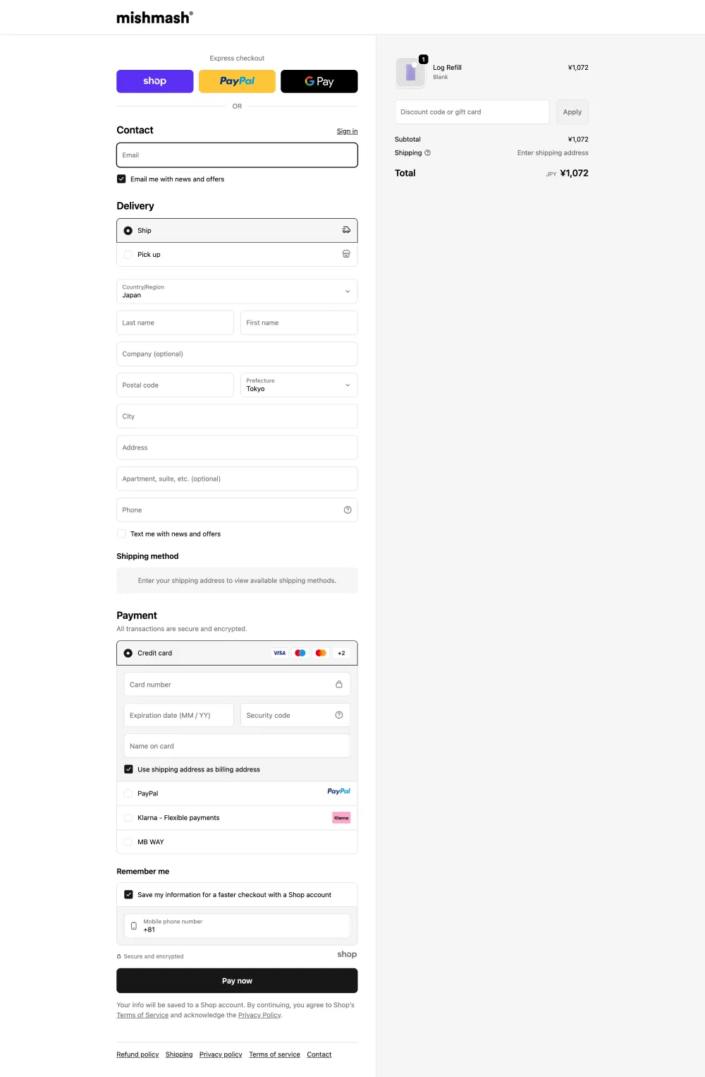 mishmash® — Creative toolsのPCサイズの決済画面画像