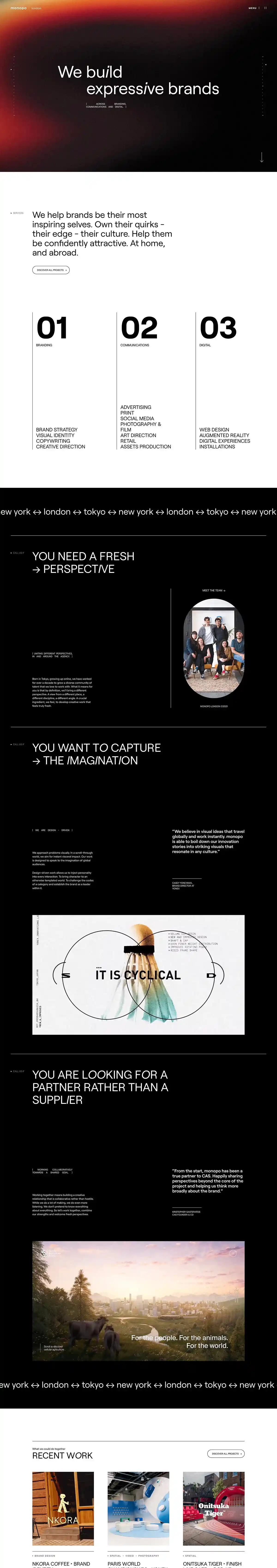 monopo london | Tokyo-born design-driven creative agency.monopo londonのPCサイズのサービス紹介画像