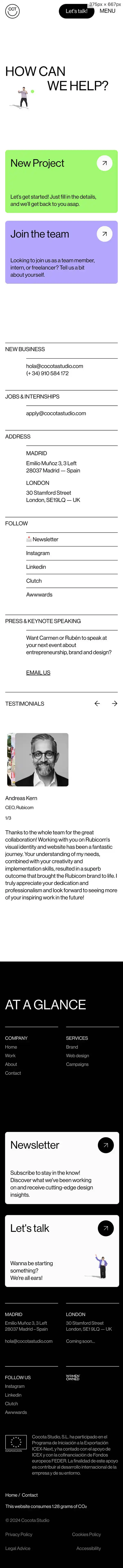 Cocota | Brand & Design Studioのモバイルサイズのお問い合わせ画像