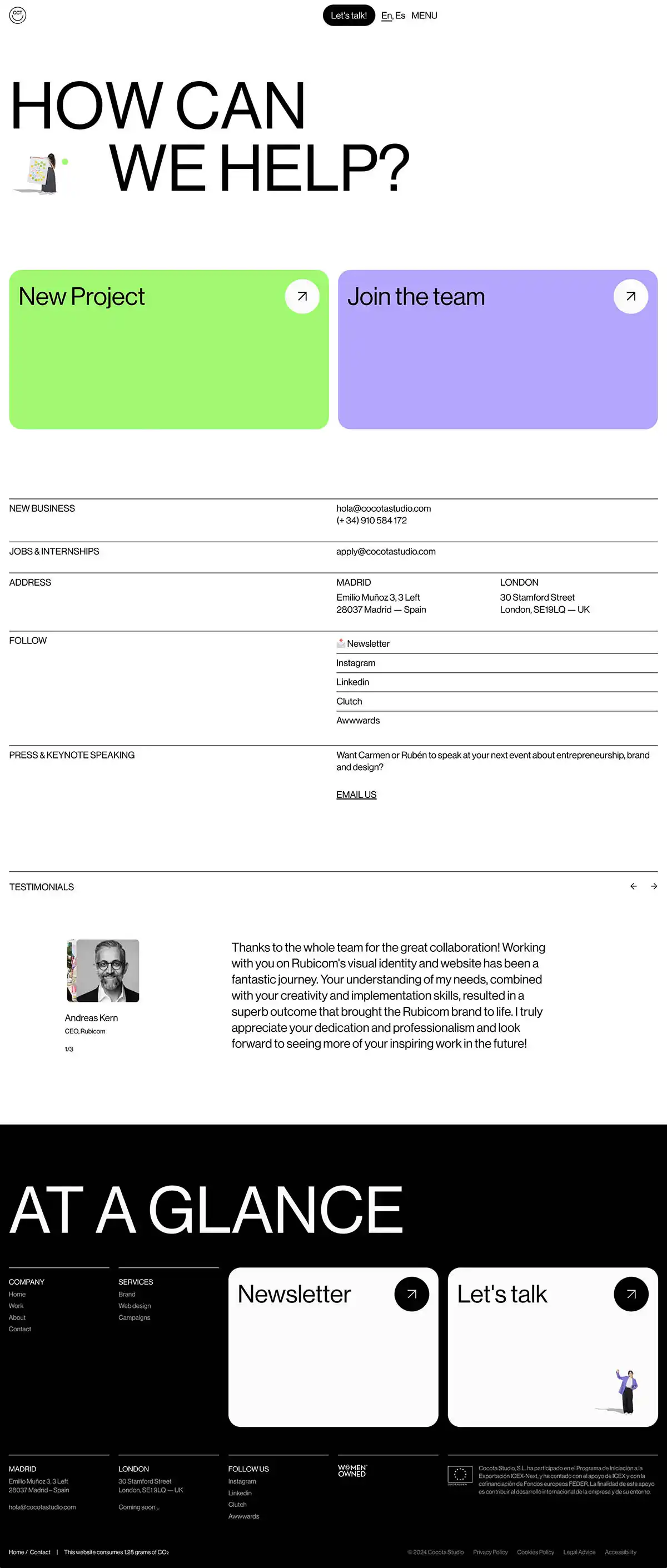 Cocota | Brand & Design StudioのPCサイズのお問い合わせ画像