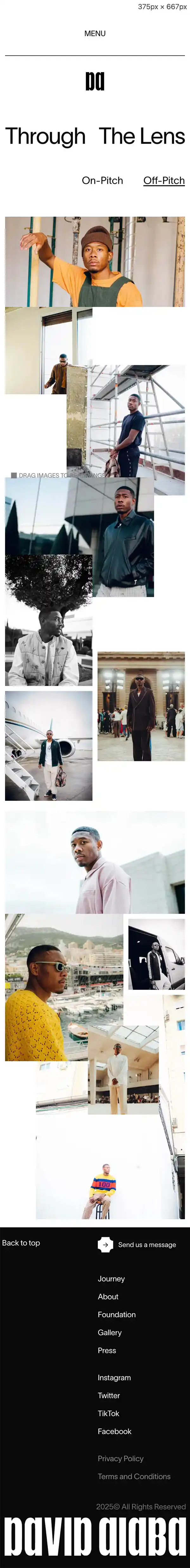 David Alaba — Official WebsiteのモバイルサイズのAboutページ画像