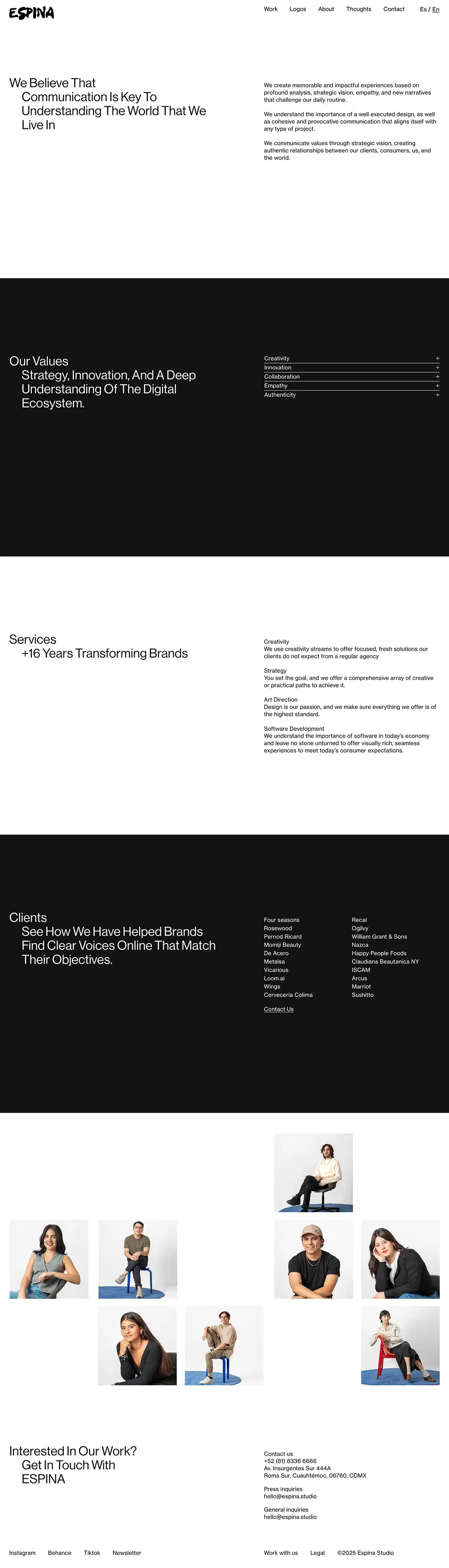 ESPINA Design Studio | Visual StorytellersのPCサイズのAboutページ画像