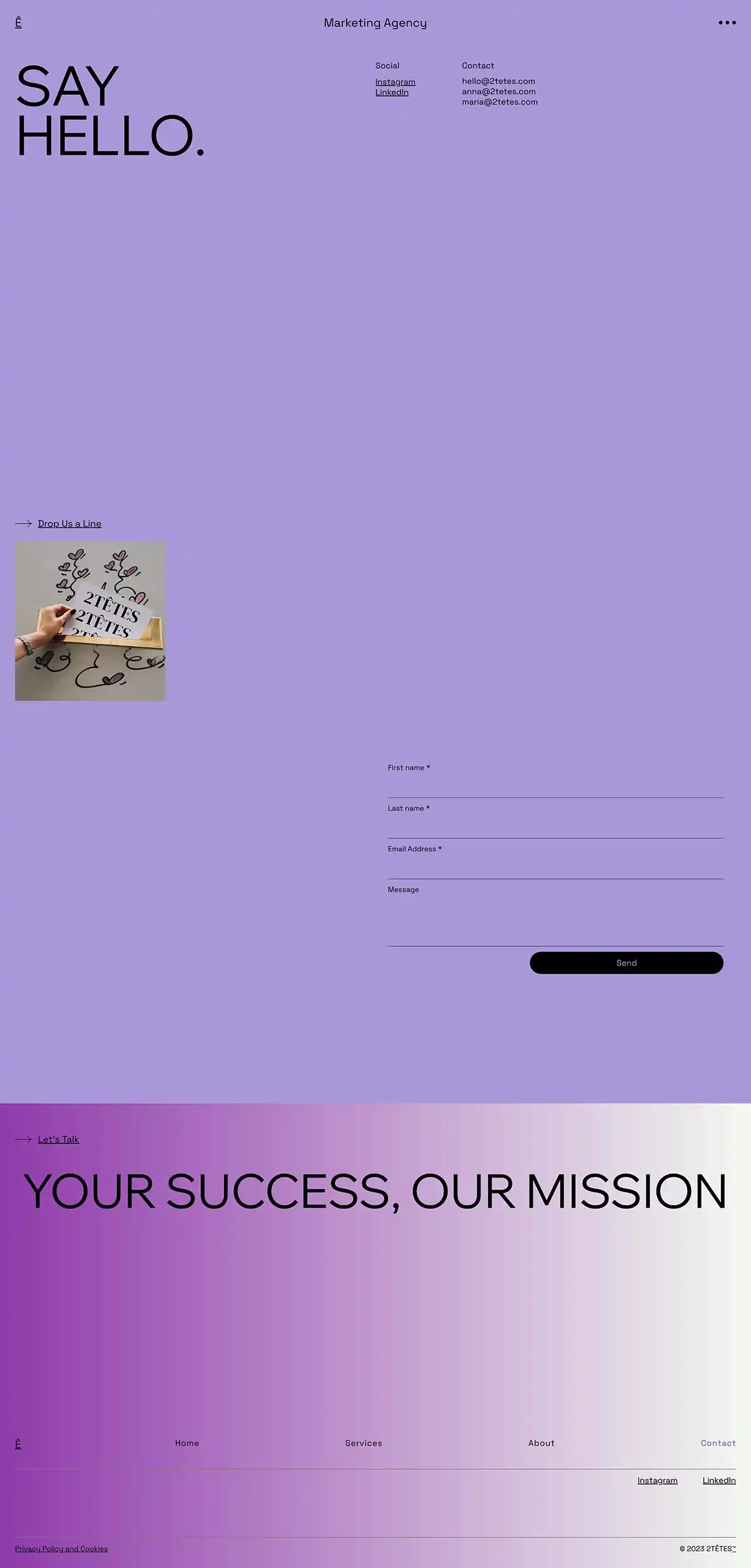 2TÊTES | Marketing agency in Paris |のPCサイズのお問い合わせ画像